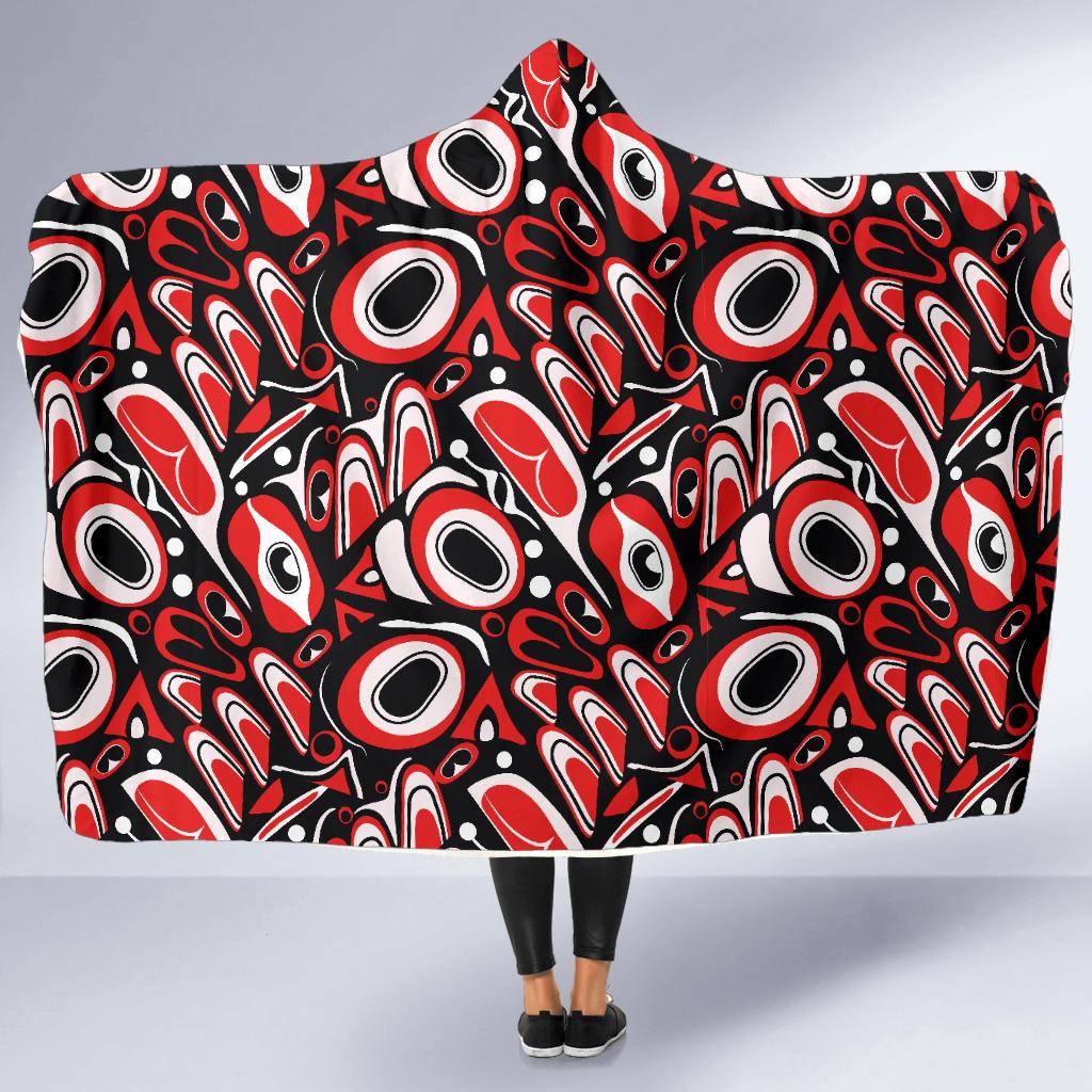 Totem Pole Texture Design Hooded Blanket-JTAMIGO.COM