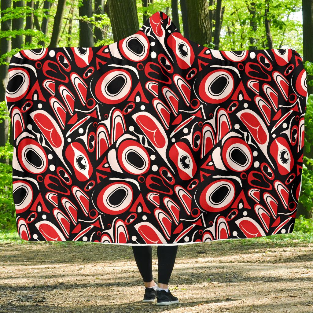 Totem Pole Texture Design Hooded Blanket-JTAMIGO.COM