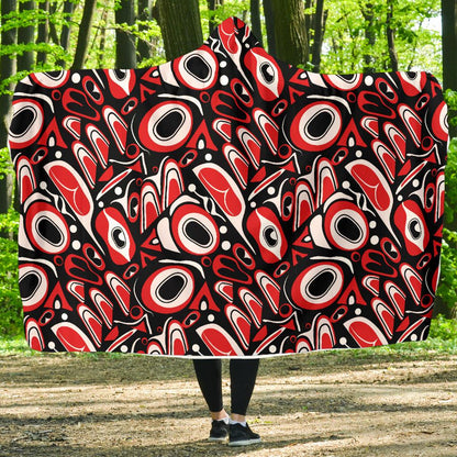 Totem Pole Texture Design Hooded Blanket-JTAMIGO.COM