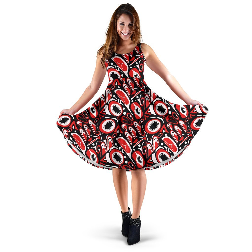 Totem Pole Texture Design Sleeveless Dress