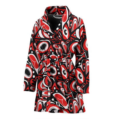 Totem Pole Texture Design Women Bath Robe-JTAMIGO.COM
