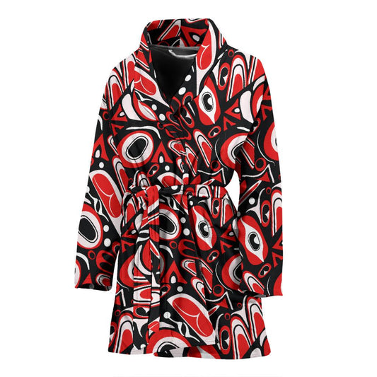 Totem Pole Texture Design Women Bath Robe-JTAMIGO.COM