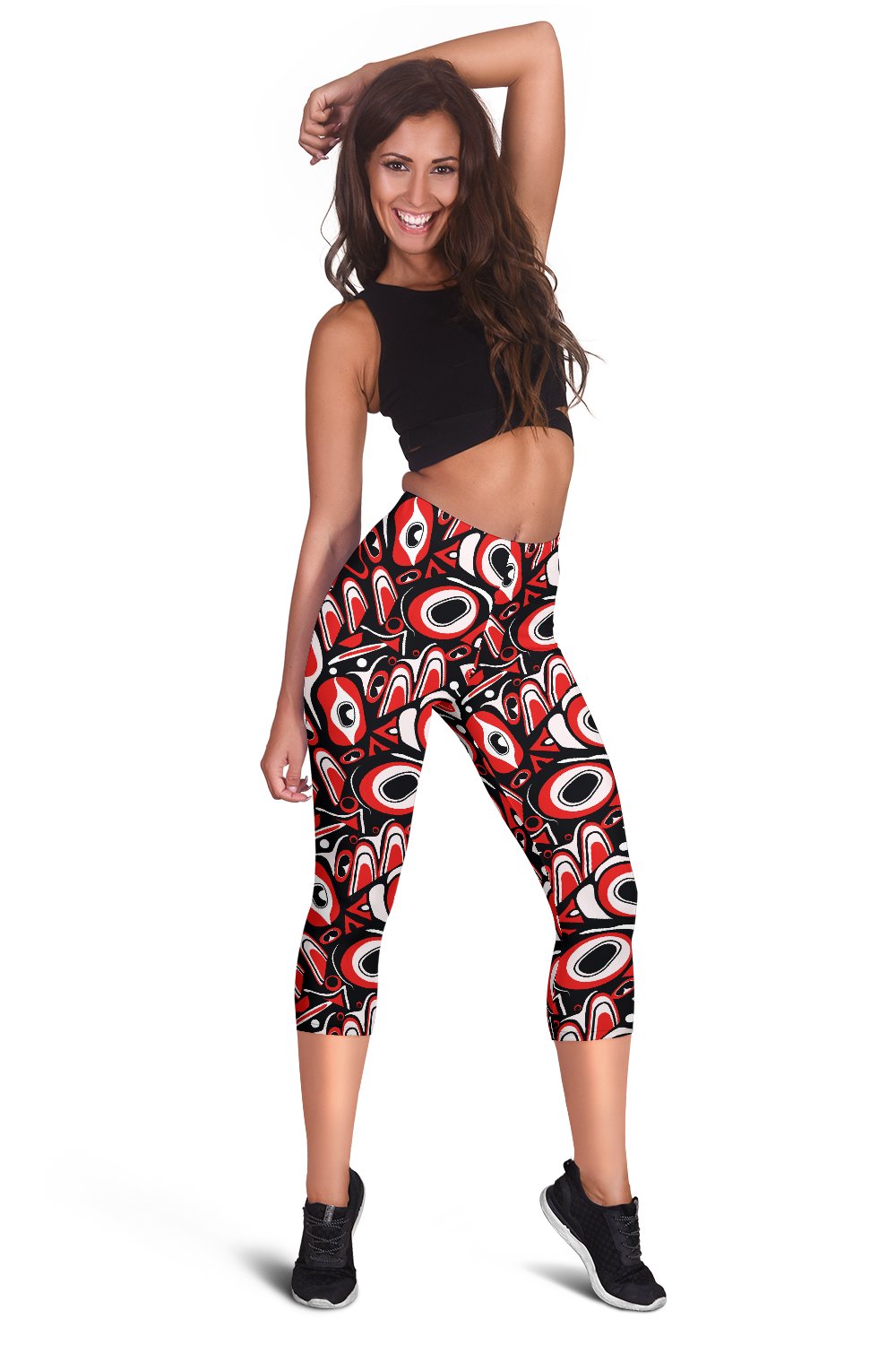 Totem Pole Texture Design Women Capris