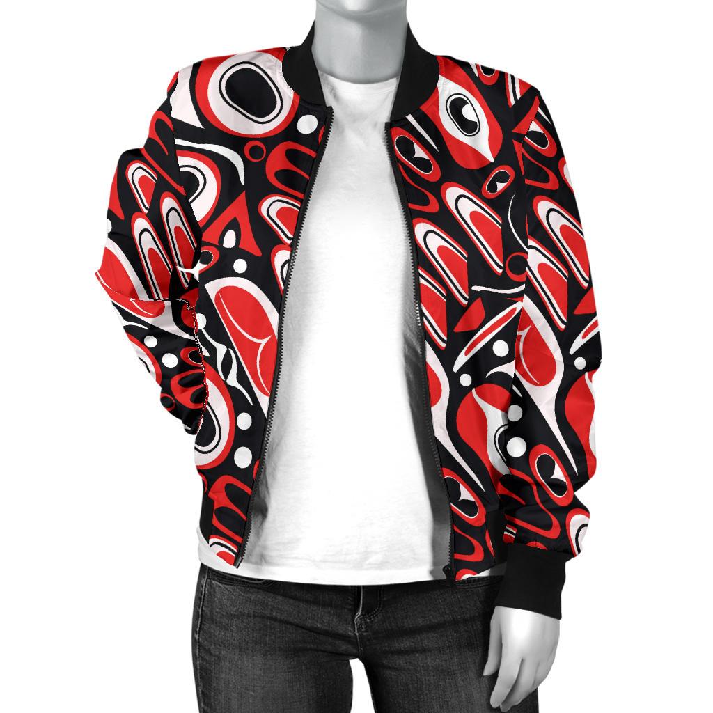 Totem Pole Texture Design Women Casual Bomber Jacket