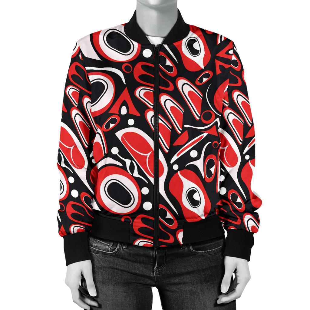 Totem Pole Texture Design Women Casual Bomber Jacket