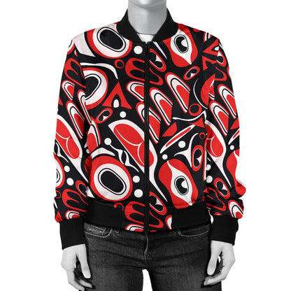 Totem Pole Texture Design Women Casual Bomber Jacket