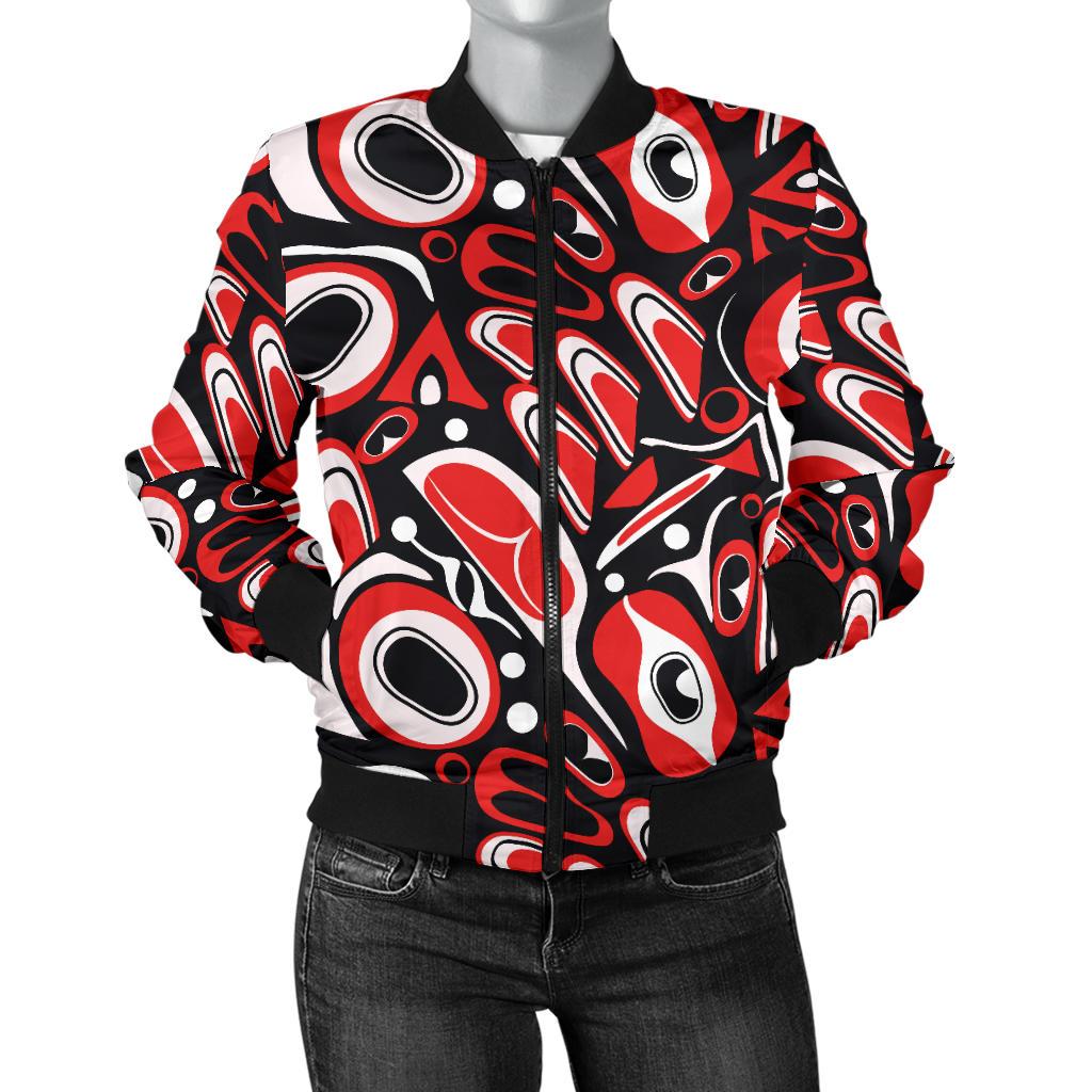 Totem Pole Texture Design Women Casual Bomber Jacket