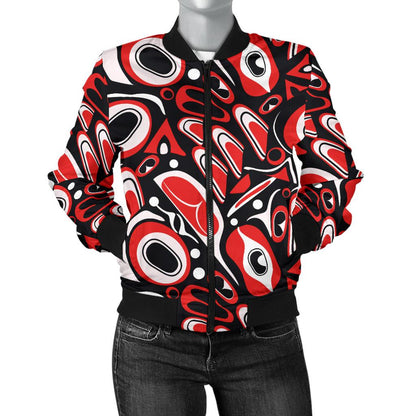Totem Pole Texture Design Women Casual Bomber Jacket