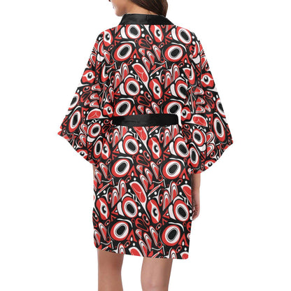 Totem Pole Texture Design Women Short Kimono Robe