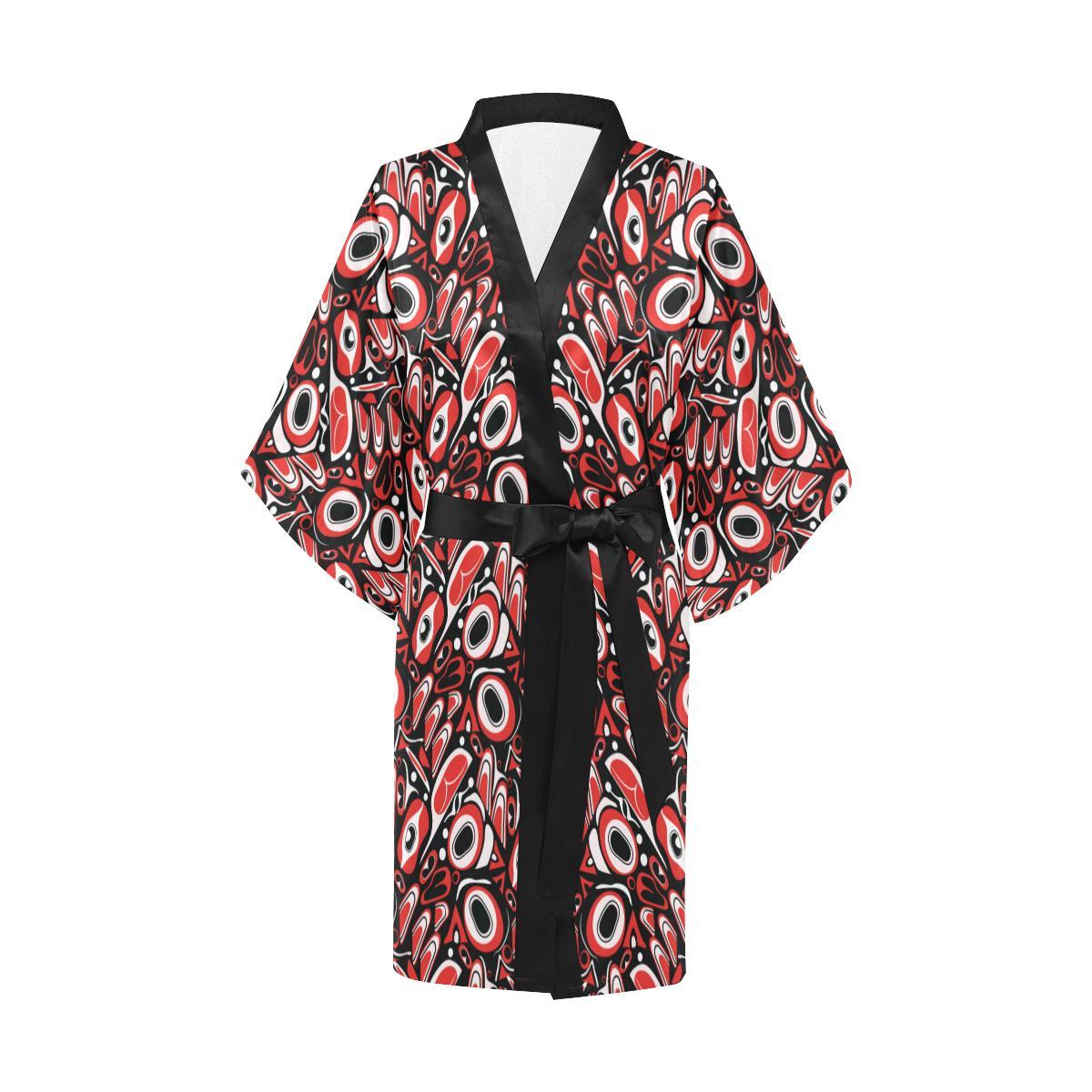 Totem Pole Texture Design Women Short Kimono Robe
