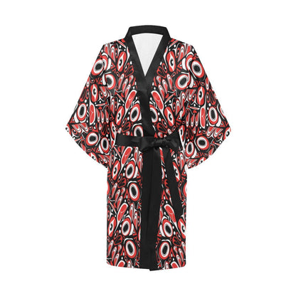 Totem Pole Texture Design Women Short Kimono Robe