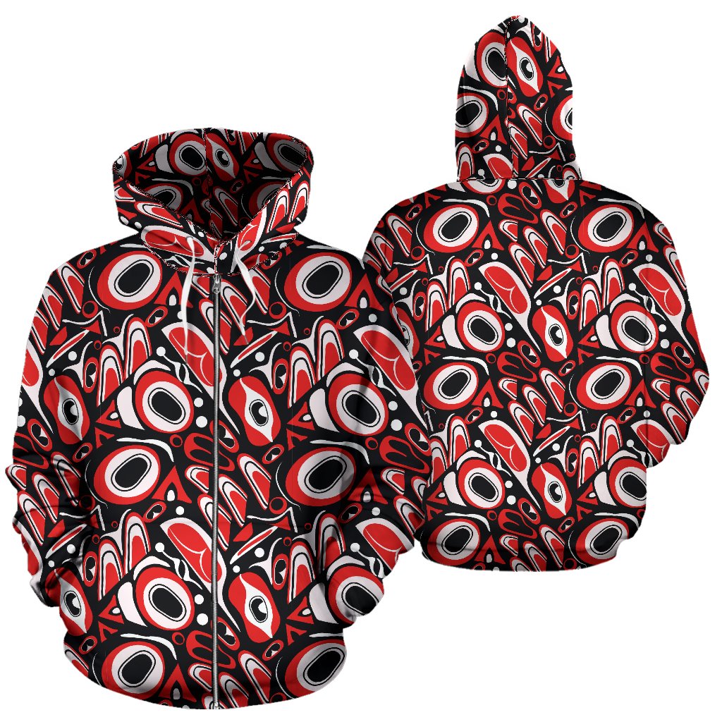 Totem Pole Texture Design Zip Up Hoodie