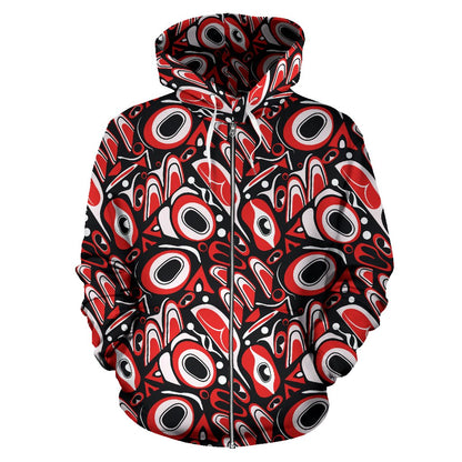 Totem Pole Texture Design Zip Up Hoodie