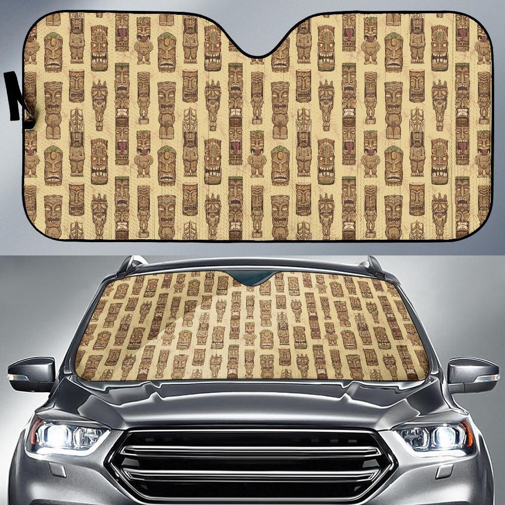 Totem Tiki Style Themed Design Car Sun Shade For Windshield