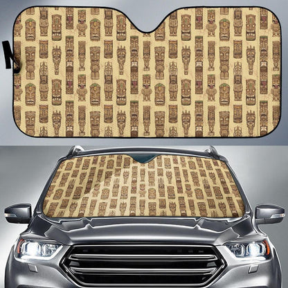 Totem Tiki Style Themed Design Car Sun Shade For Windshield