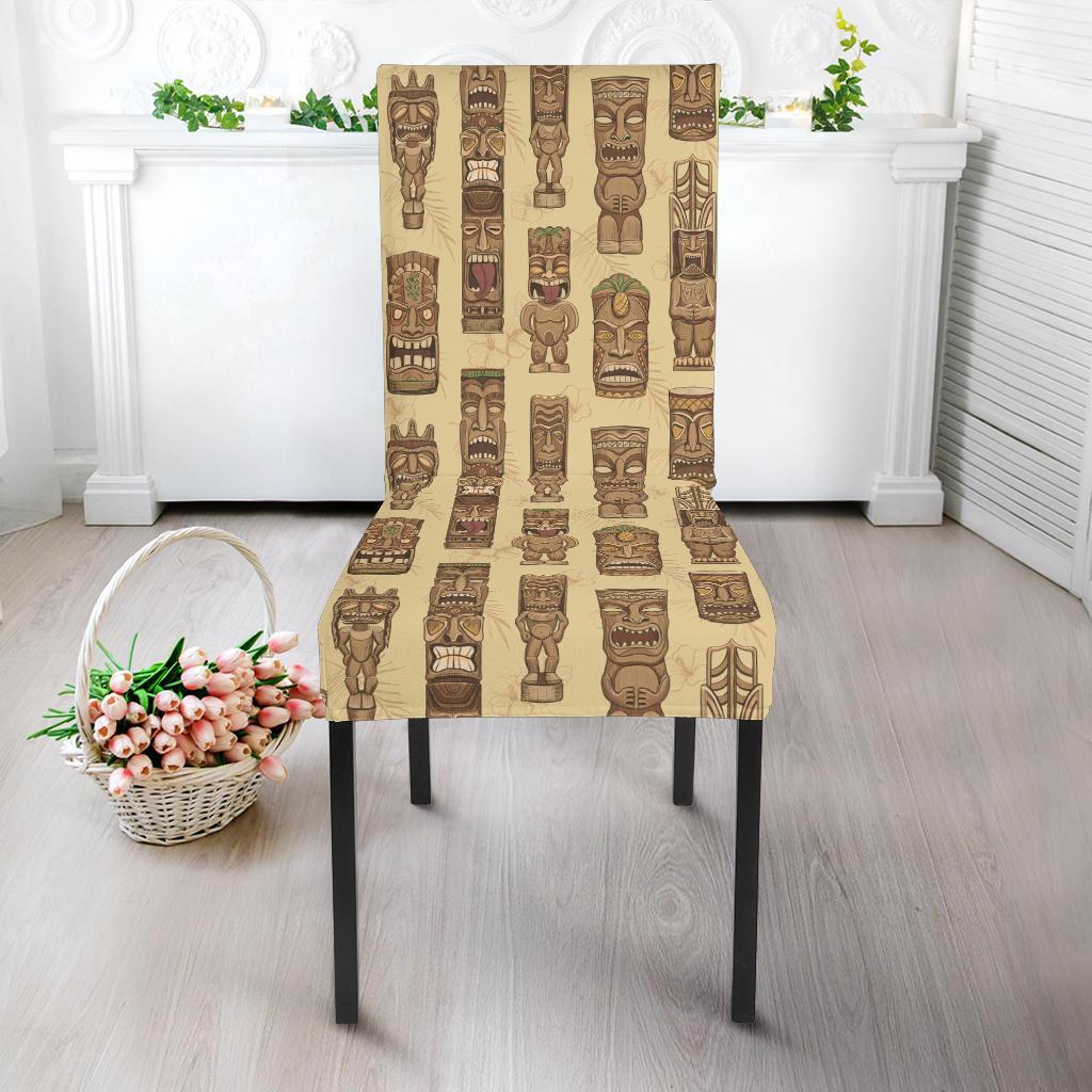 Totem Tiki Style Themed Design Dining Chair Slipcover-JTAMIGO.COM