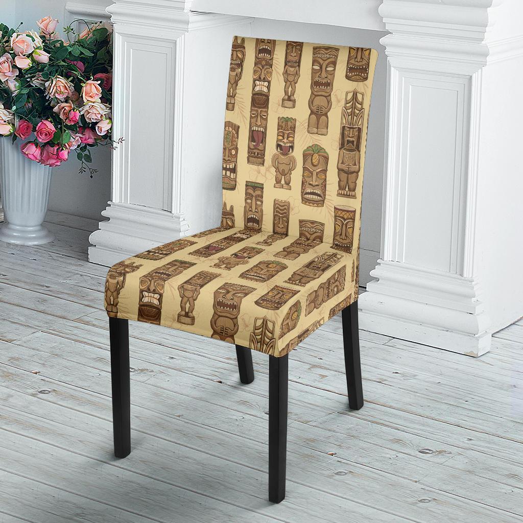 Totem Tiki Style Themed Design Dining Chair Slipcover-JTAMIGO.COM
