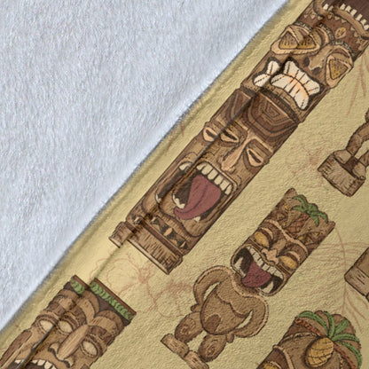 Totem Tiki Style Themed Design Fleece Blanket
