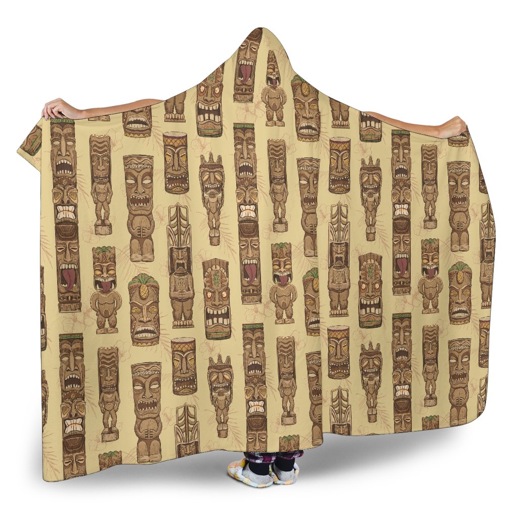 Totem Tiki Style Themed Design Hooded Blanket-JTAMIGO.COM