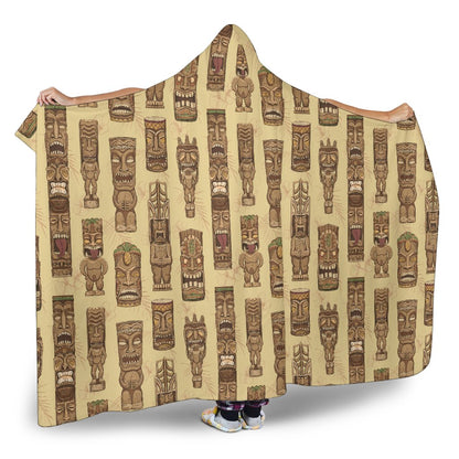 Totem Tiki Style Themed Design Hooded Blanket-JTAMIGO.COM