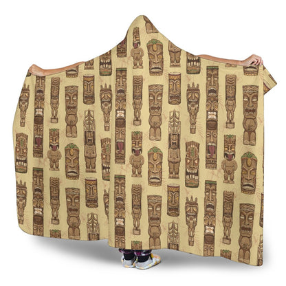 Totem Tiki Style Themed Design Hooded Blanket-JTAMIGO.COM