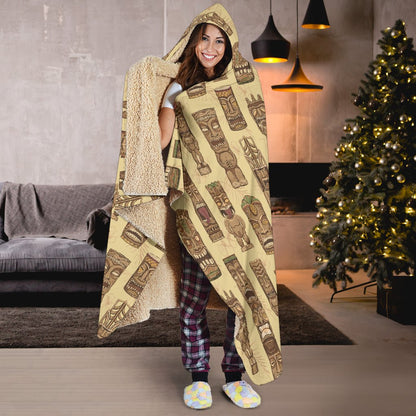 Totem Tiki Style Themed Design Hooded Blanket-JTAMIGO.COM