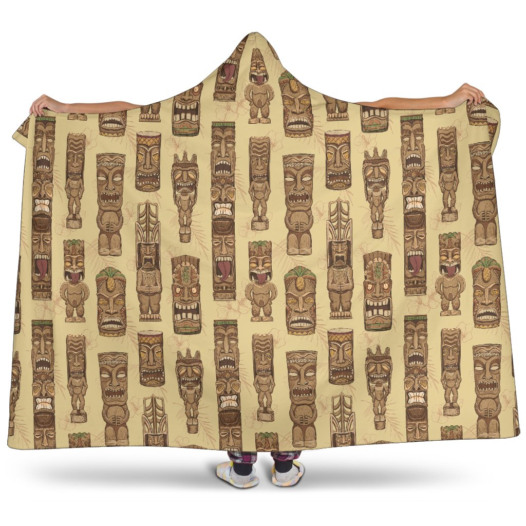 Totem Tiki Style Themed Design Hooded Blanket-JTAMIGO.COM