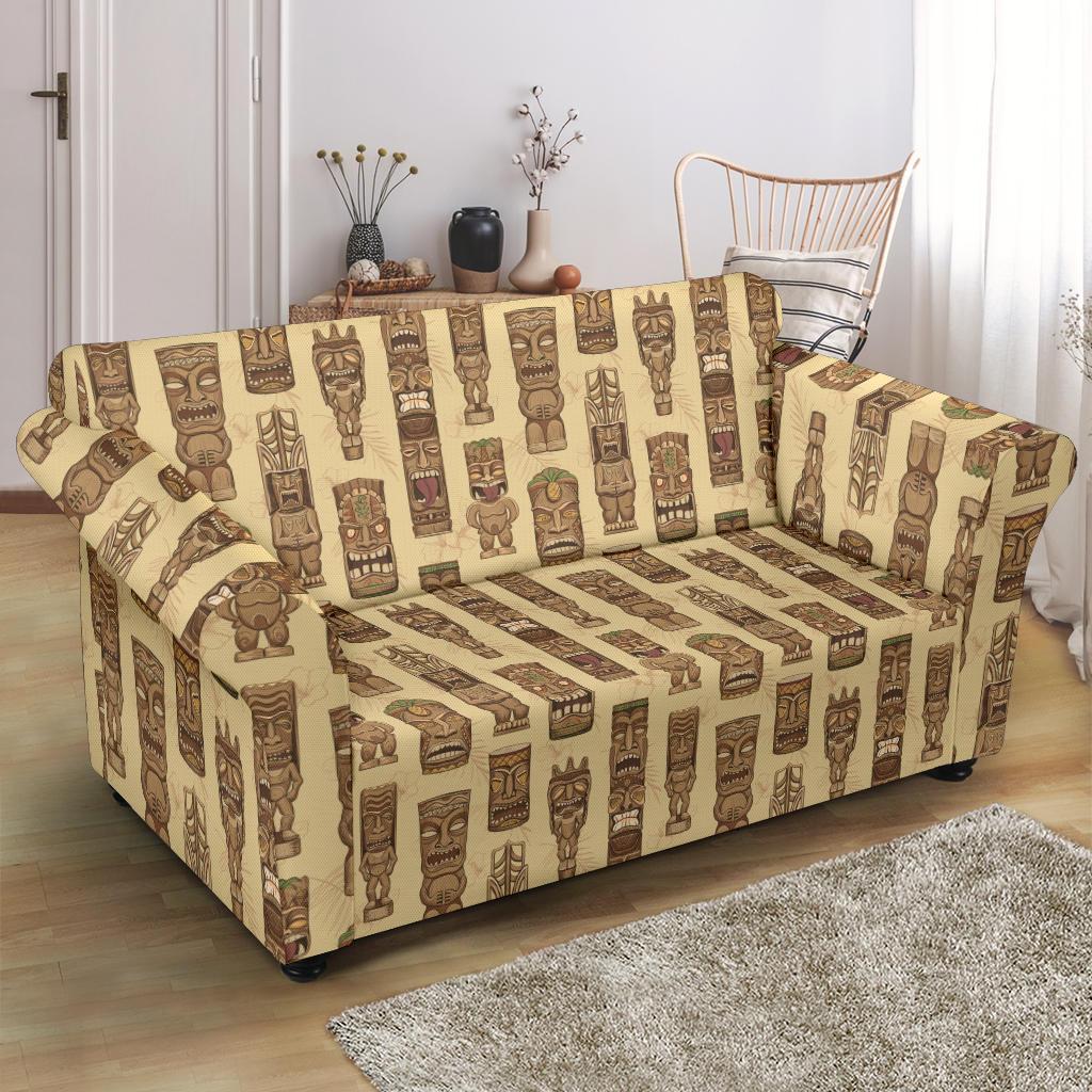 Totem Tiki Style Themed Design Loveseat Slipcover-JTAMIGO.COM