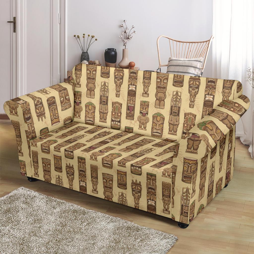 Totem Tiki Style Themed Design Loveseat Slipcover-JTAMIGO.COM