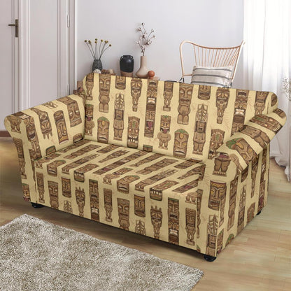 Totem Tiki Style Themed Design Loveseat Slipcover-JTAMIGO.COM