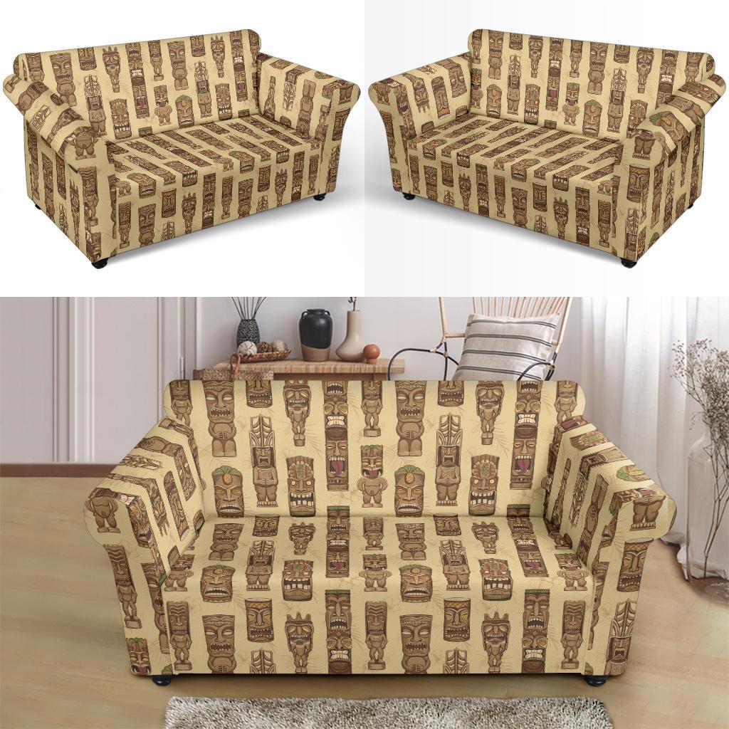 Totem Tiki Style Themed Design Loveseat Slipcover-JTAMIGO.COM