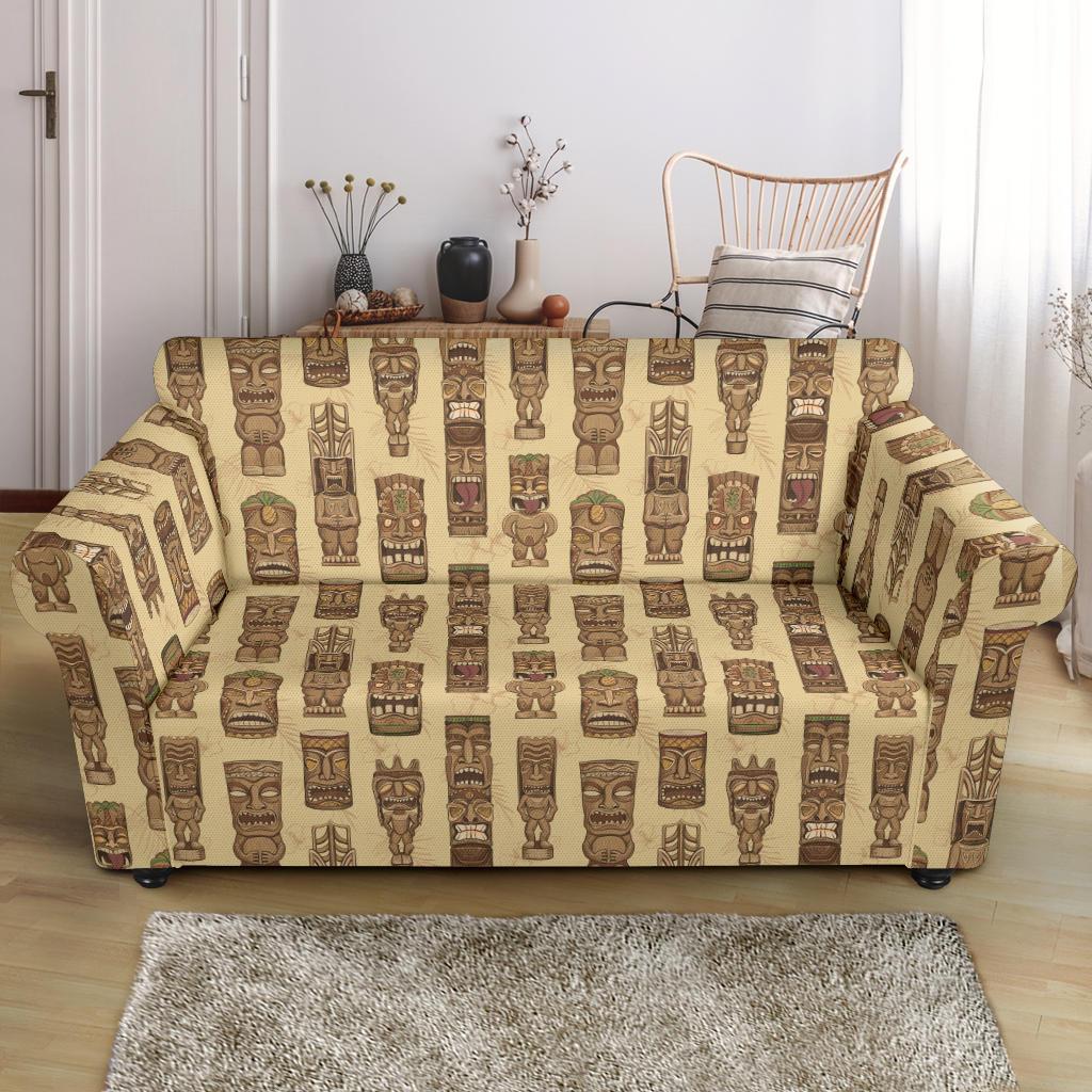 Totem Tiki Style Themed Design Loveseat Slipcover-JTAMIGO.COM