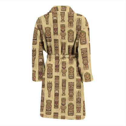Totem Tiki Style Themed Design Men Bath Robe-JTAMIGO.COM