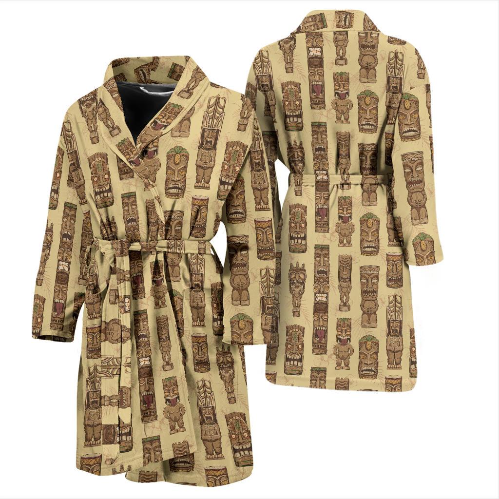 Totem Tiki Style Themed Design Men Bath Robe-JTAMIGO.COM