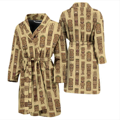 Totem Tiki Style Themed Design Men Bath Robe-JTAMIGO.COM