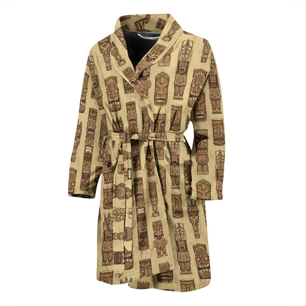 Totem Tiki Style Themed Design Men Bath Robe-JTAMIGO.COM