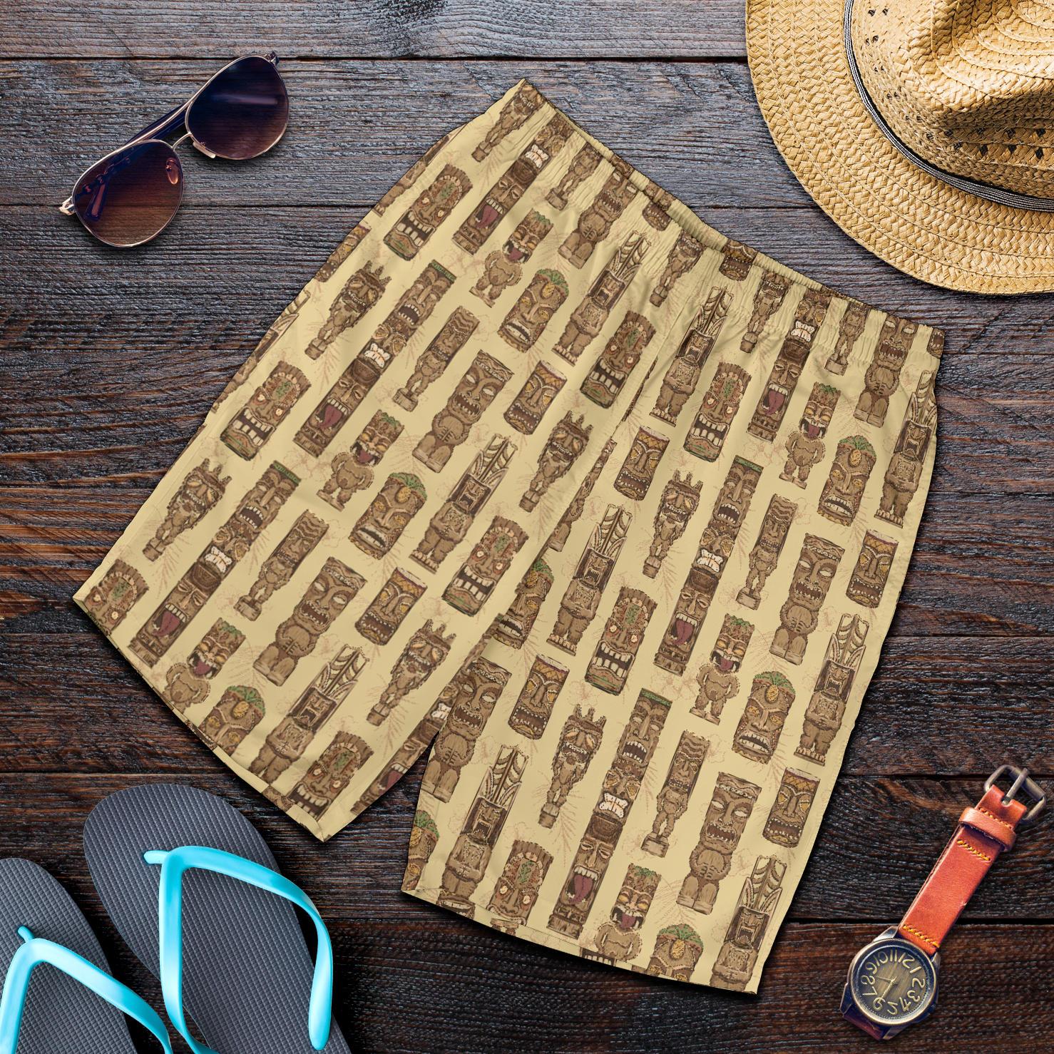 Totem Tiki Style Themed Design Mens Shorts-JTAMIGO.COM