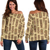 Totem Tiki Style Themed Design Off Shoulder Sweatshirt