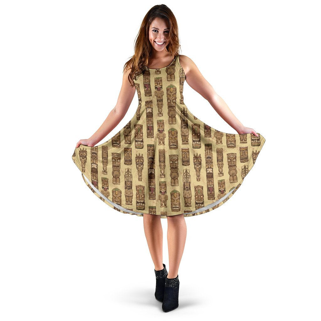 Totem Tiki Style Themed Design Sleeveless Dress