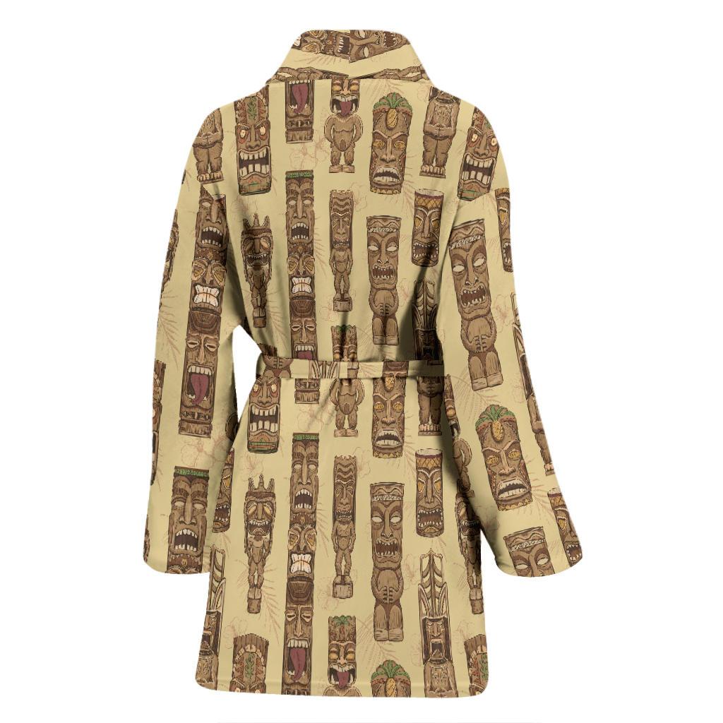 Totem Tiki Style Themed Design Women Bath Robe-JTAMIGO.COM