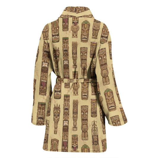 Totem Tiki Style Themed Design Women Bath Robe-JTAMIGO.COM