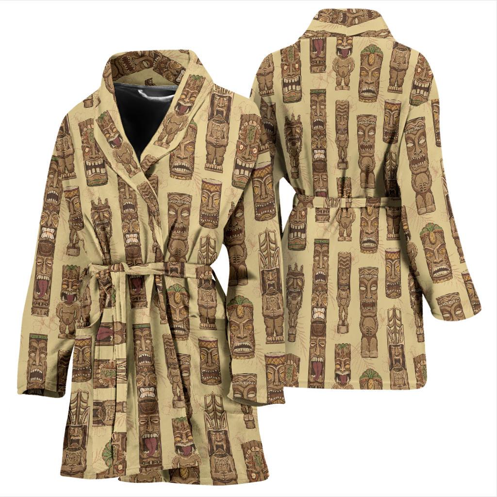 Totem Tiki Style Themed Design Women Bath Robe-JTAMIGO.COM