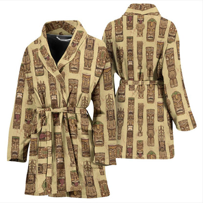 Totem Tiki Style Themed Design Women Bath Robe-JTAMIGO.COM