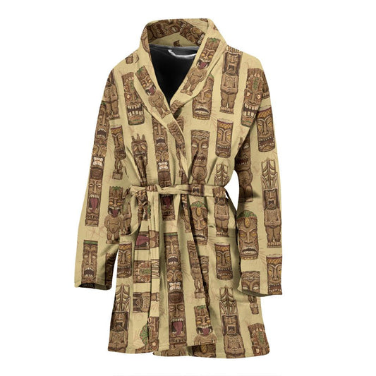 Totem Tiki Style Themed Design Women Bath Robe-JTAMIGO.COM