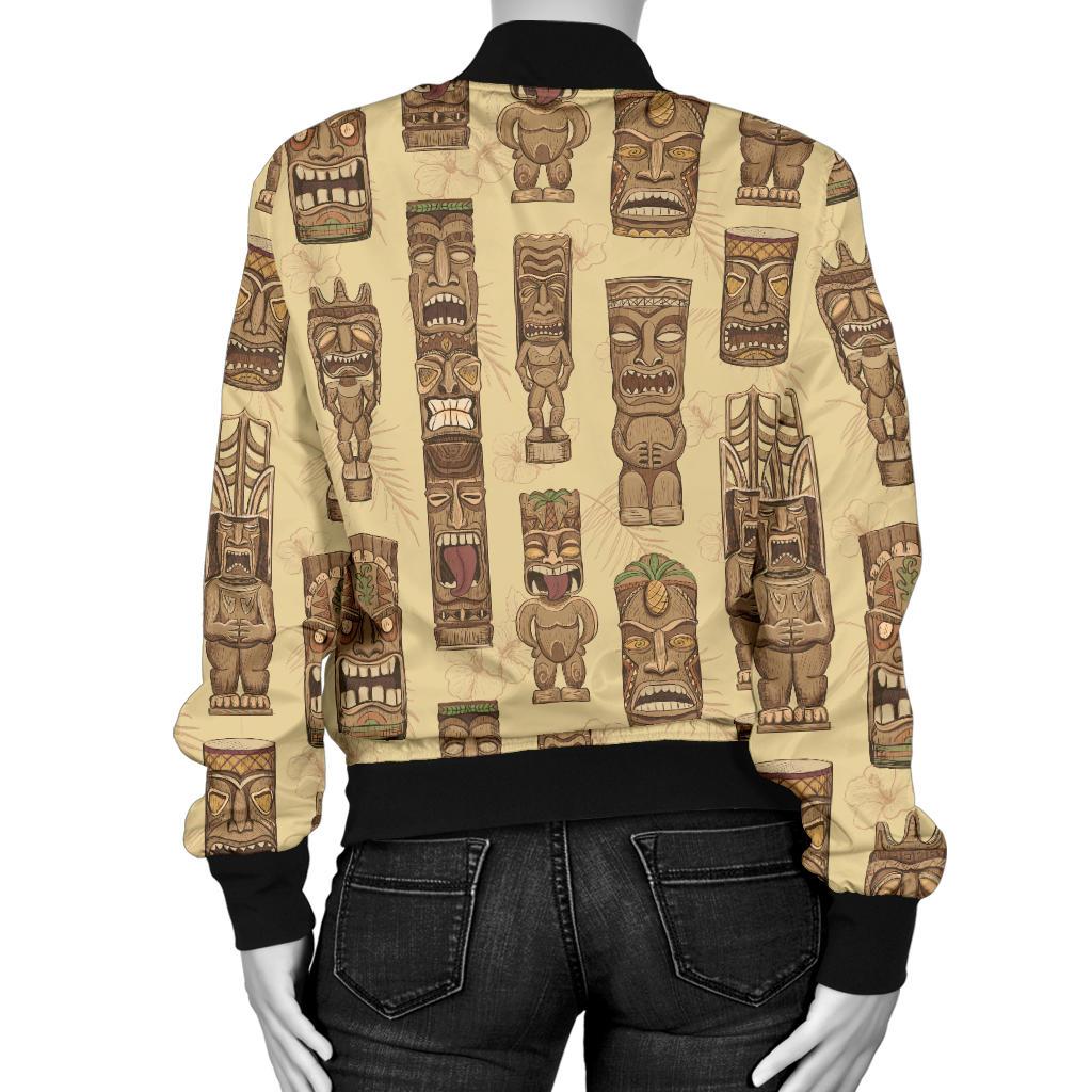 Totem Tiki Style Themed Design Women Casual Bomber Jacket