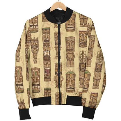Totem Tiki Style Themed Design Women Casual Bomber Jacket