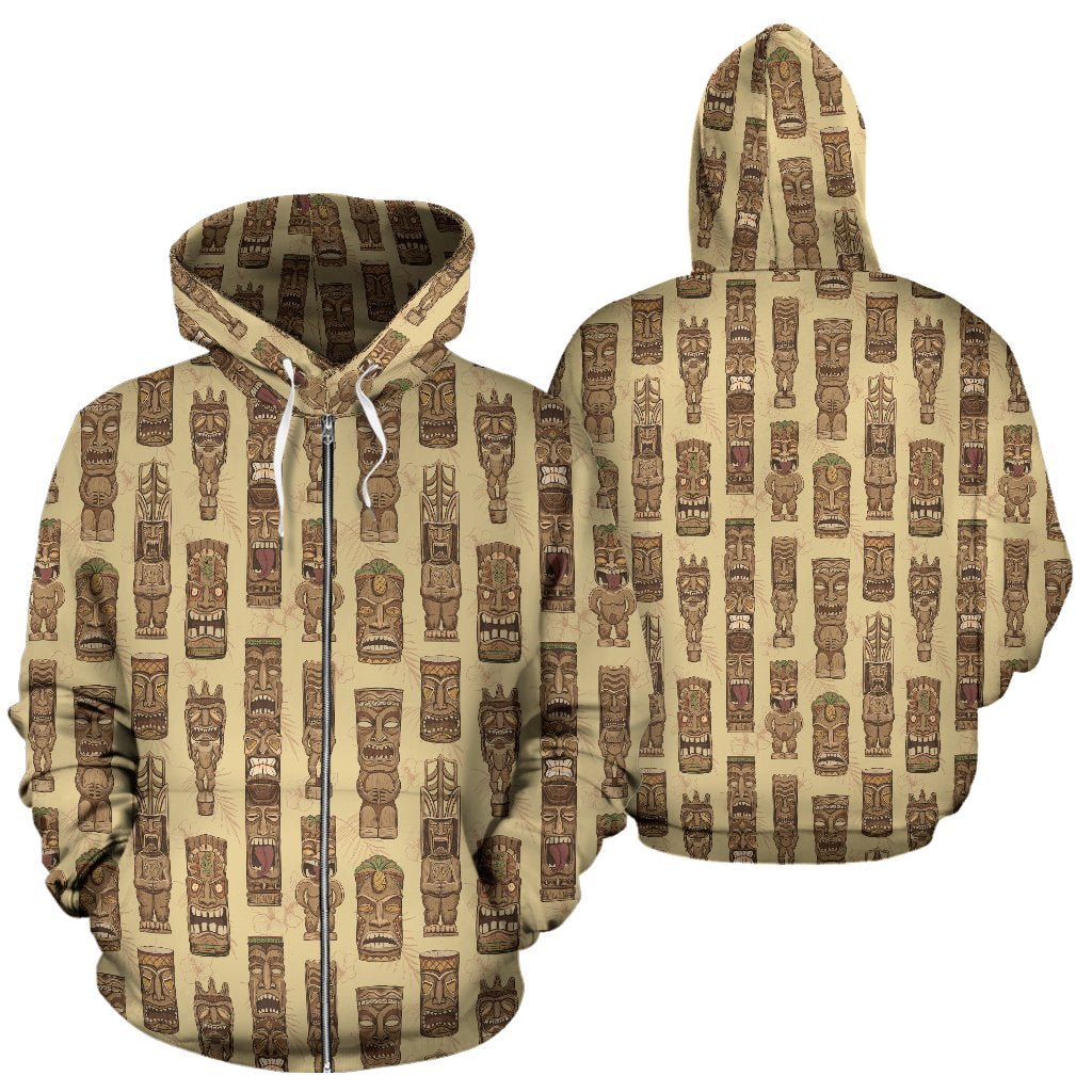 Totem Tiki Style Themed Design Zip Up Hoodie