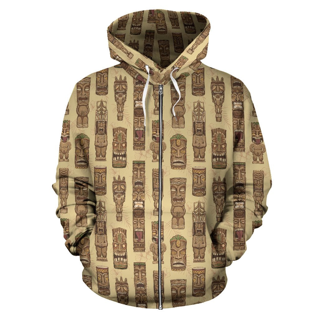 Totem Tiki Style Themed Design Zip Up Hoodie