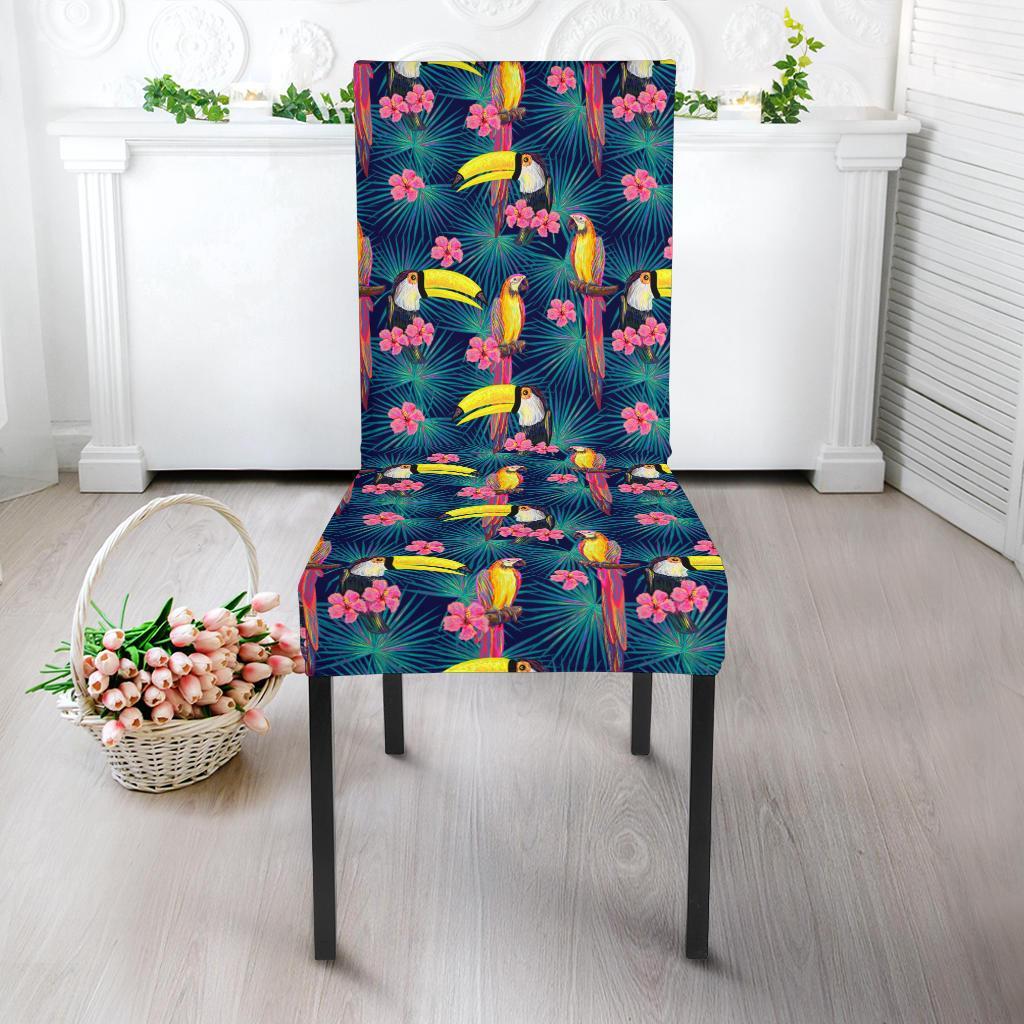 Toucan Parrot Design Dining Chair Slipcover-JTAMIGO.COM