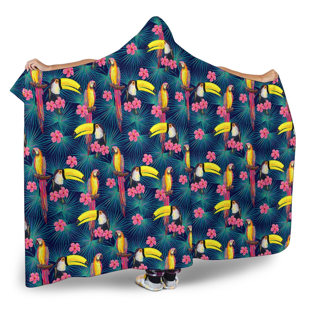 Toucan Parrot Design Hooded Blanket-JTAMIGO.COM